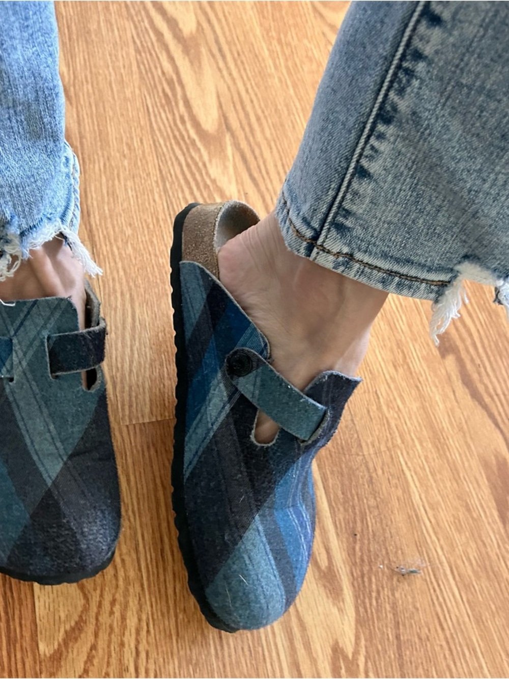 Birkenstock Pappillo Blue Plaid Slip-On Buckle Clog - Picture 5 of 7